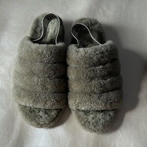 UGG Gray Quilted Slippers Plush Comfort
